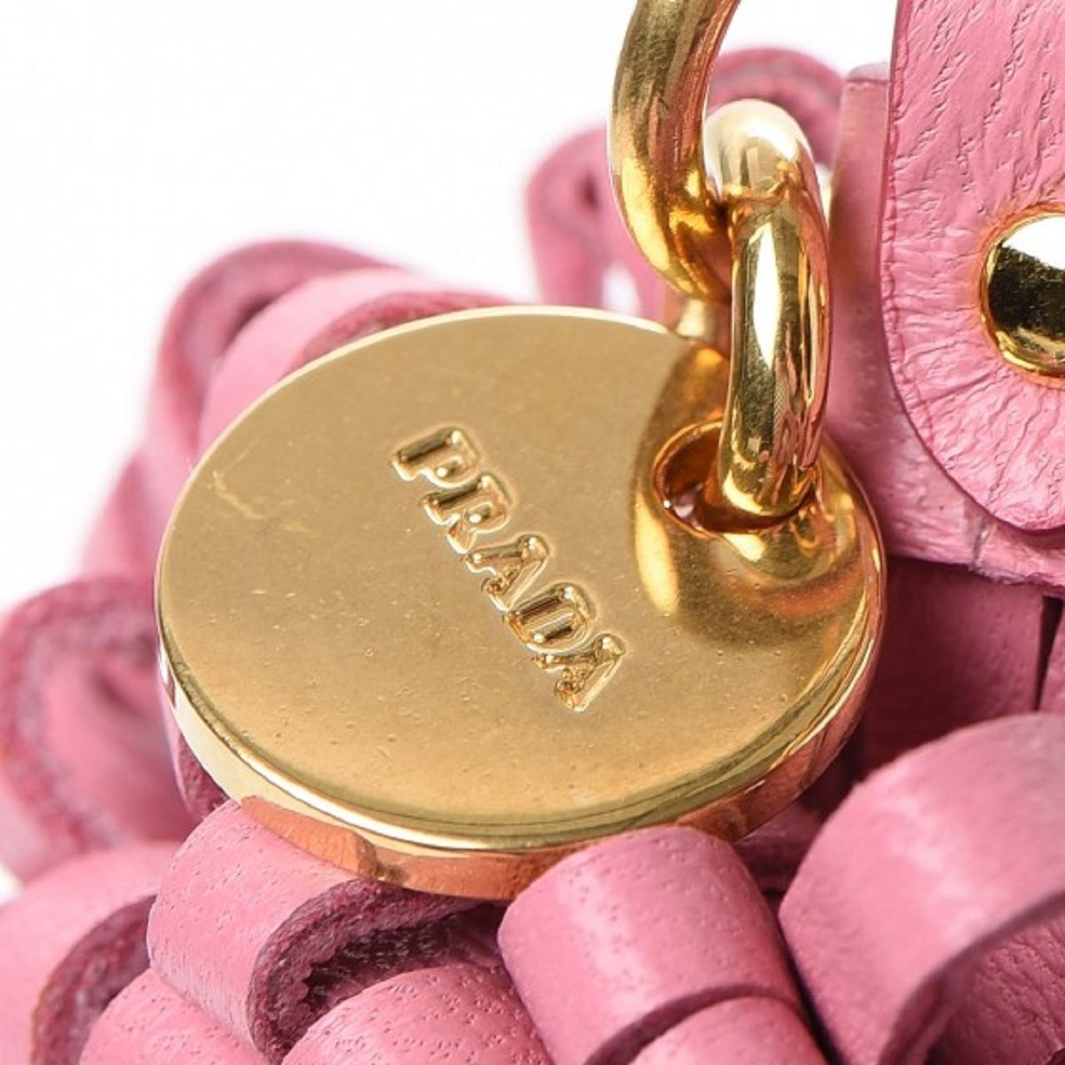 Prada Trick Pelle Lacca Wendy Red Pink Leather Keychain 1TL170