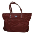 Prada Vela Bordeaux Red Tessuto Nylon Saffiano Leather Trim Tote Bag 1BG052