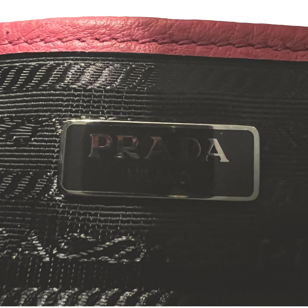 Prada Vitello Phenix Pink Leather Silver Logo Small Camera Crossbody Bag
