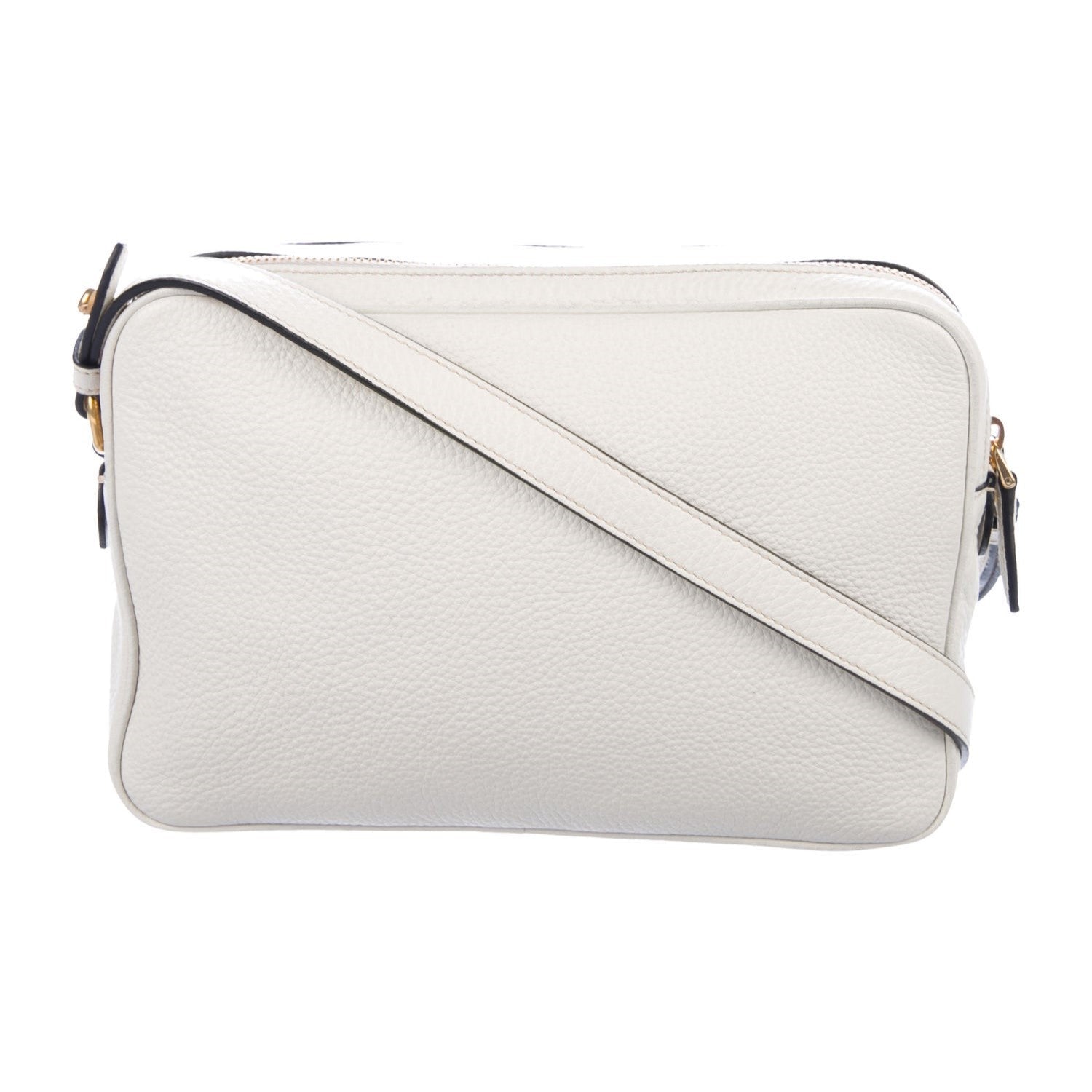 Prada Vitello Phenix White Leather Double Zip Camera Crossbody 1BH079