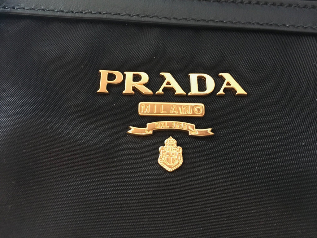 Prada Tessuto Nylon Black Saffiano Medium Handbag Satchel 1BA173