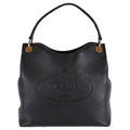 Prada Vitello Phenix Black Leather Embossed Logo Hobo Tote Bag 1BC051