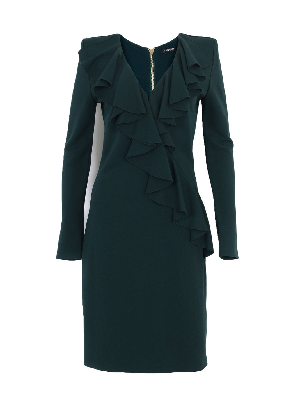 Green Long Sleeve Ruffle Dress