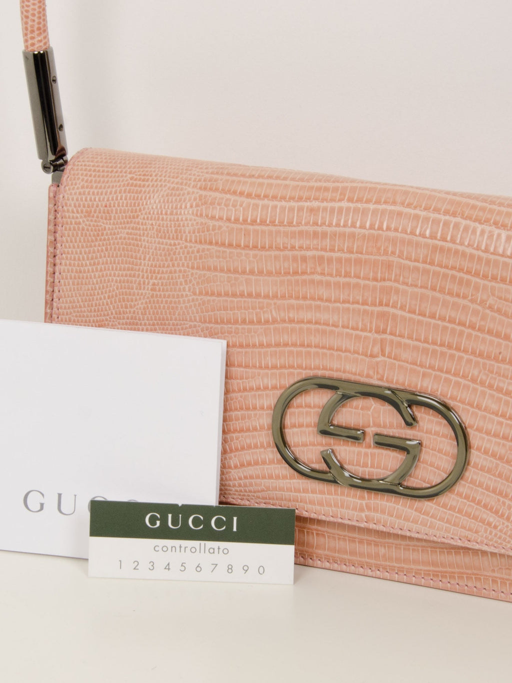 Pale Pink Lizard Shoulder Bag
