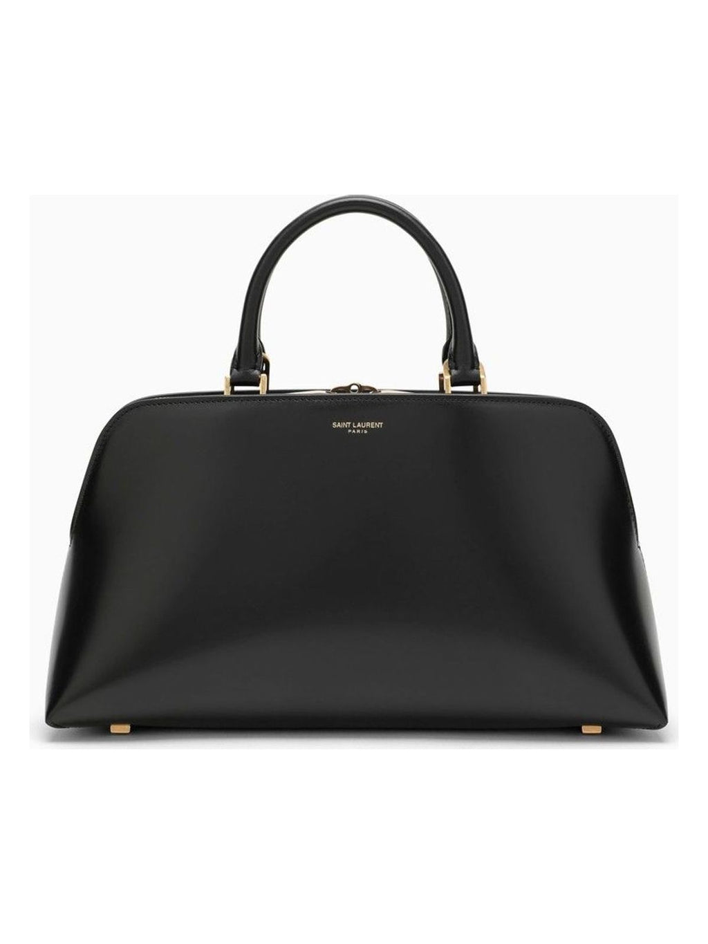 Small Black Shiny Leather Duffle Bag
