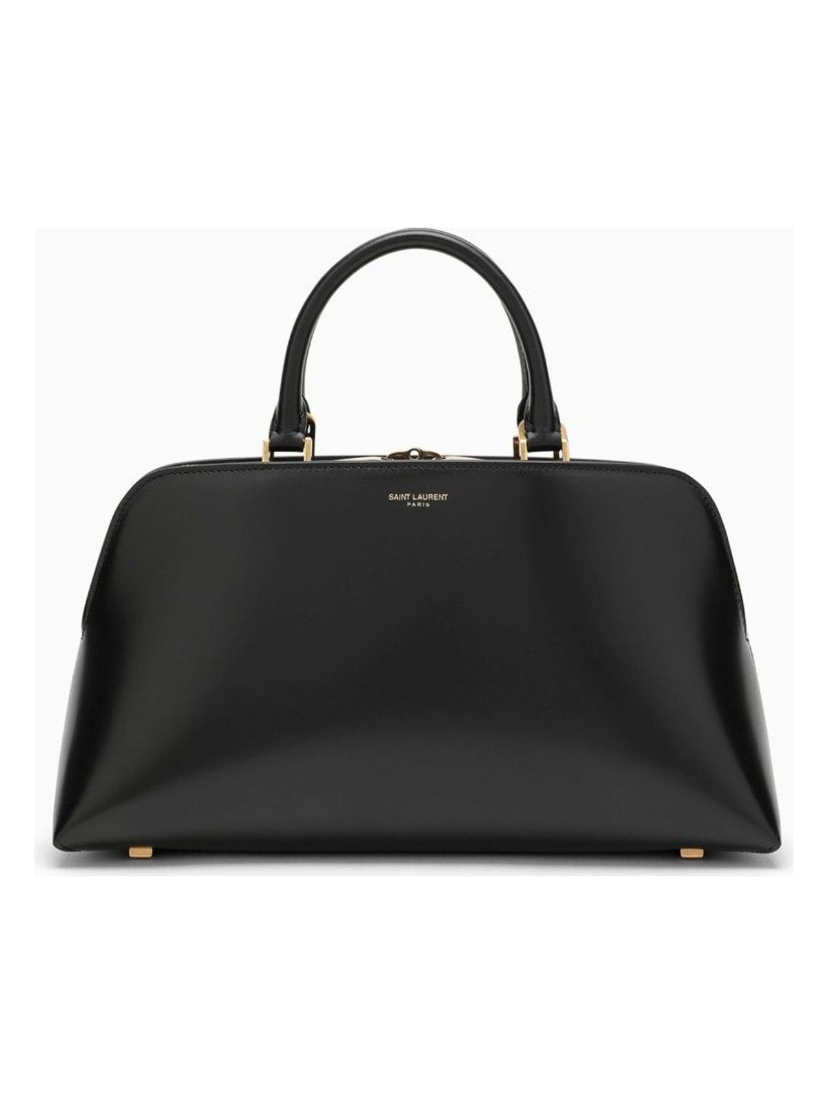 Small Black Shiny Leather Duffle Bag