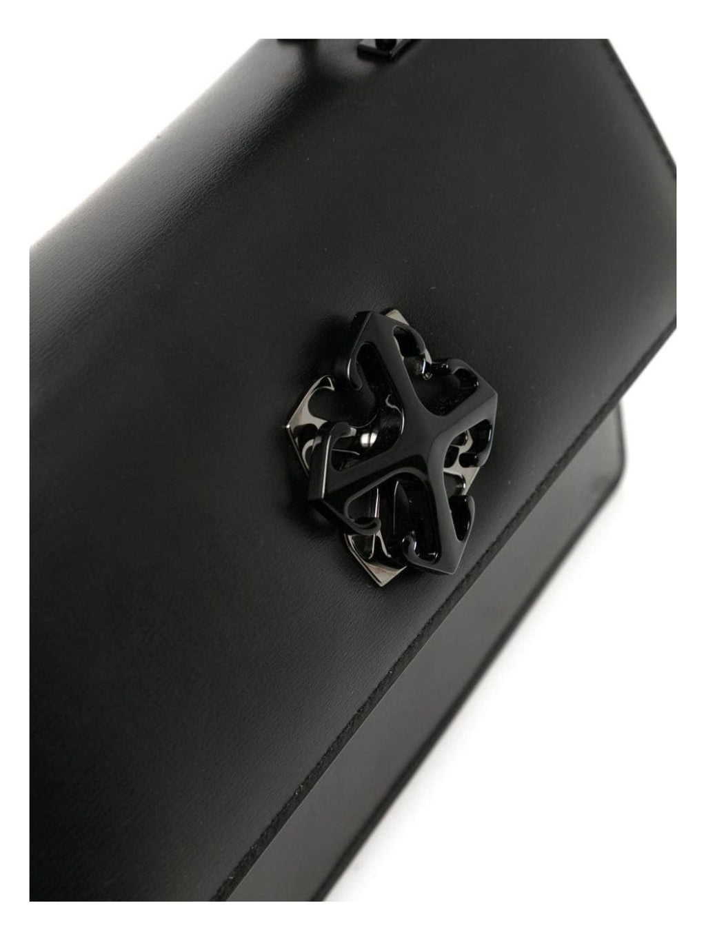 BLACK JITNEY BAG WITH BLACK LOGO CLOSURE