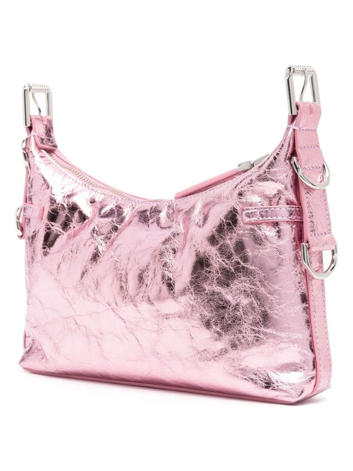 VOYOU MINI LAMINATED LEATHER SHOULDER BAG