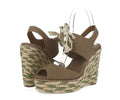 Tory Burch Brown Lace Up Ankle Strap High Heel Wedges Sandal