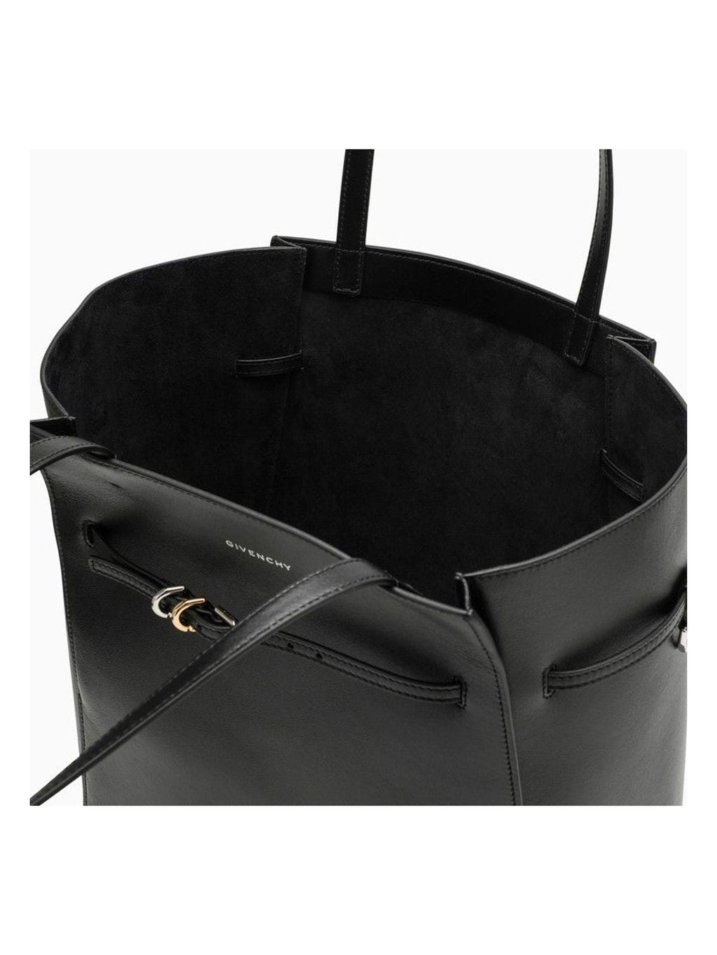 VOYOU MEDIUM LEATHER TOTE BAG BLACK