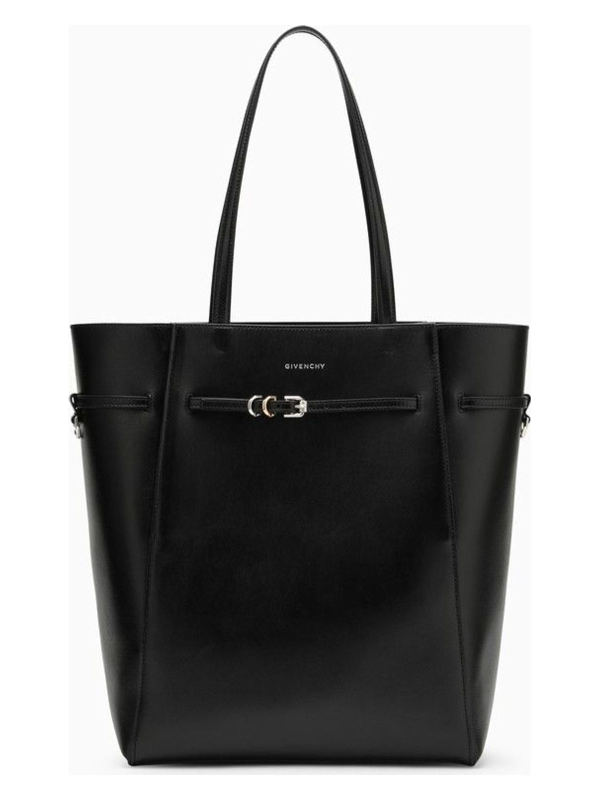 VOYOU MEDIUM LEATHER TOTE BAG BLACK