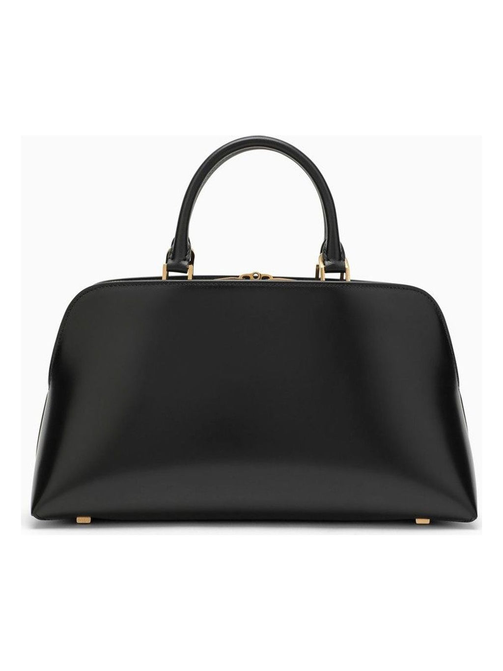 Small Black Shiny Leather Duffle Bag