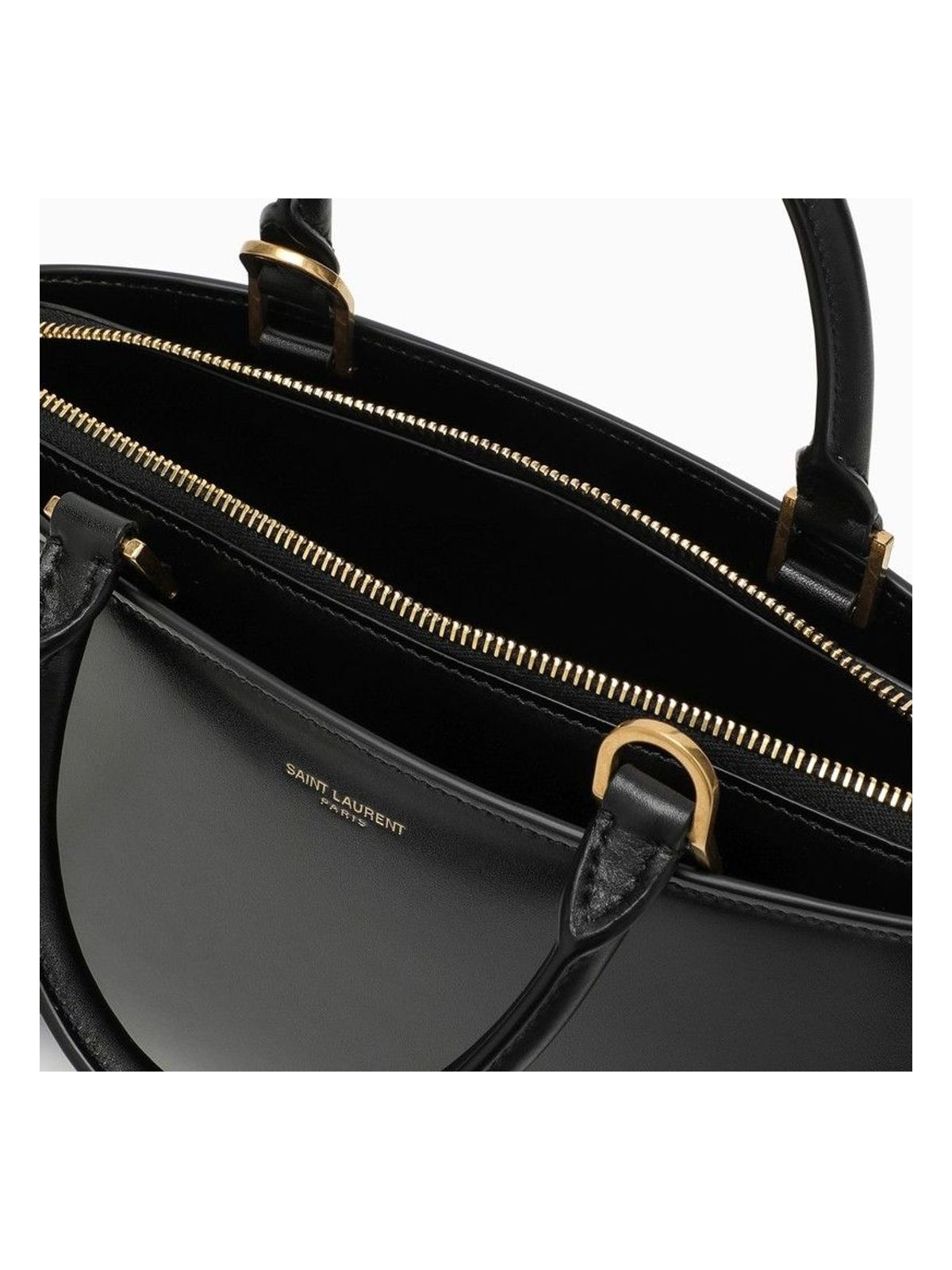 Small Black Shiny Leather Duffle Bag