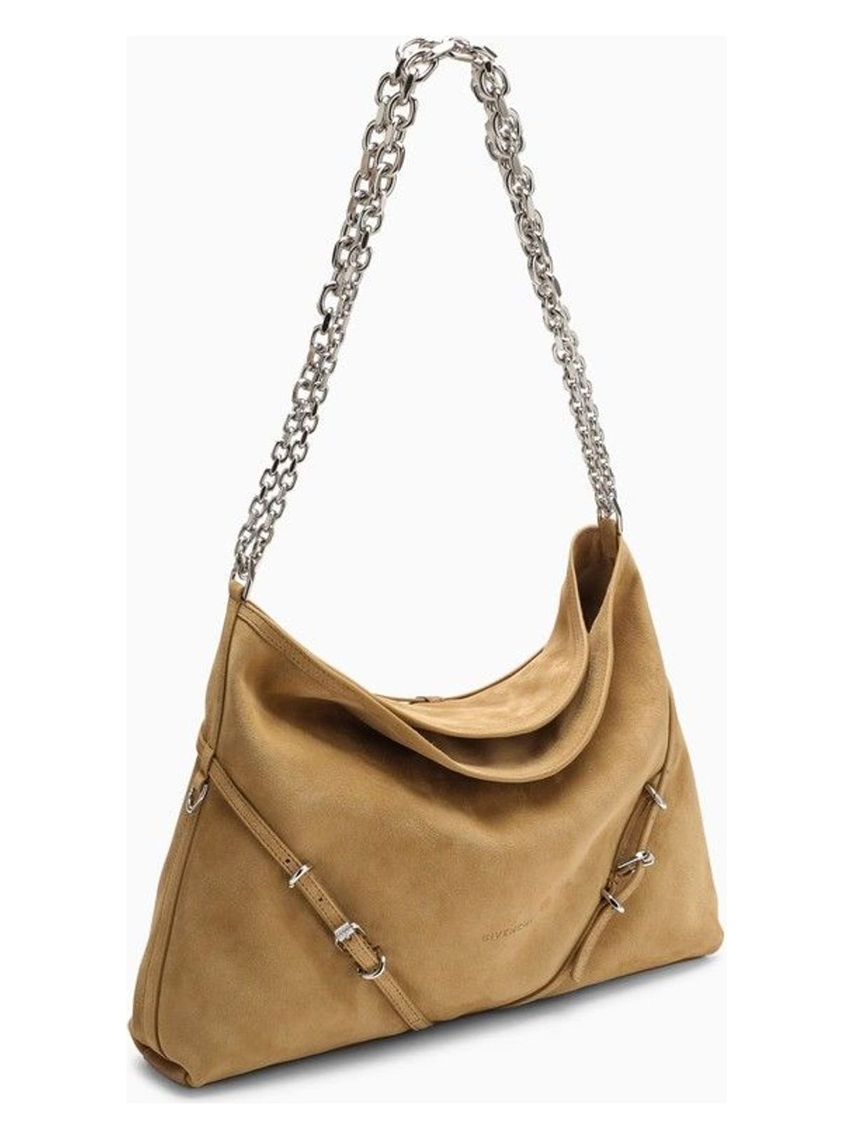 MEDIUM VOYOU CHAIN BAG IN HAZEL SUEDE