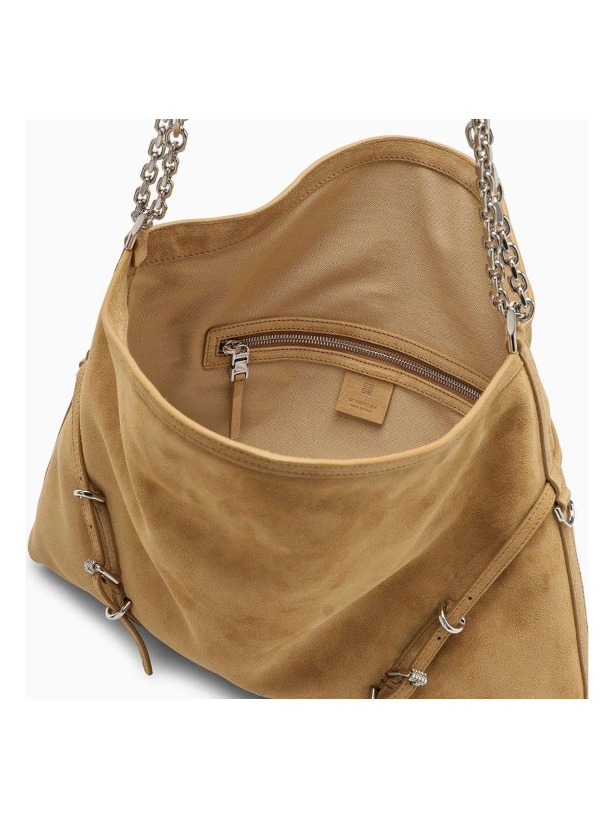 MEDIUM VOYOU CHAIN BAG IN HAZEL SUEDE