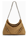 MEDIUM VOYOU CHAIN BAG IN HAZEL SUEDE