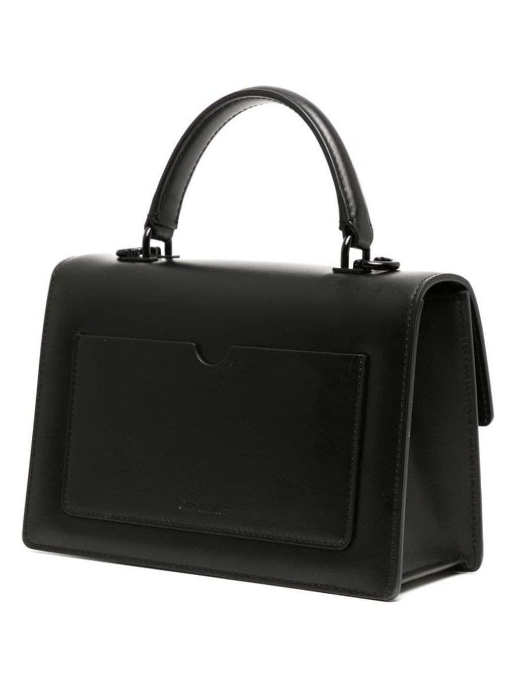 BLACK JITNEY BAG WITH BLACK LOGO CLOSURE