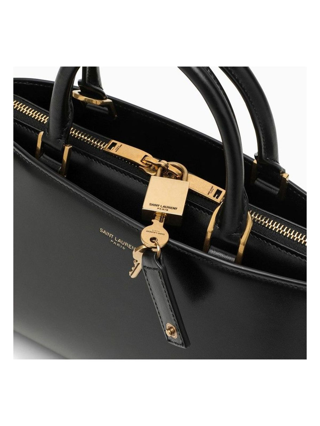 Small Black Shiny Leather Duffle Bag