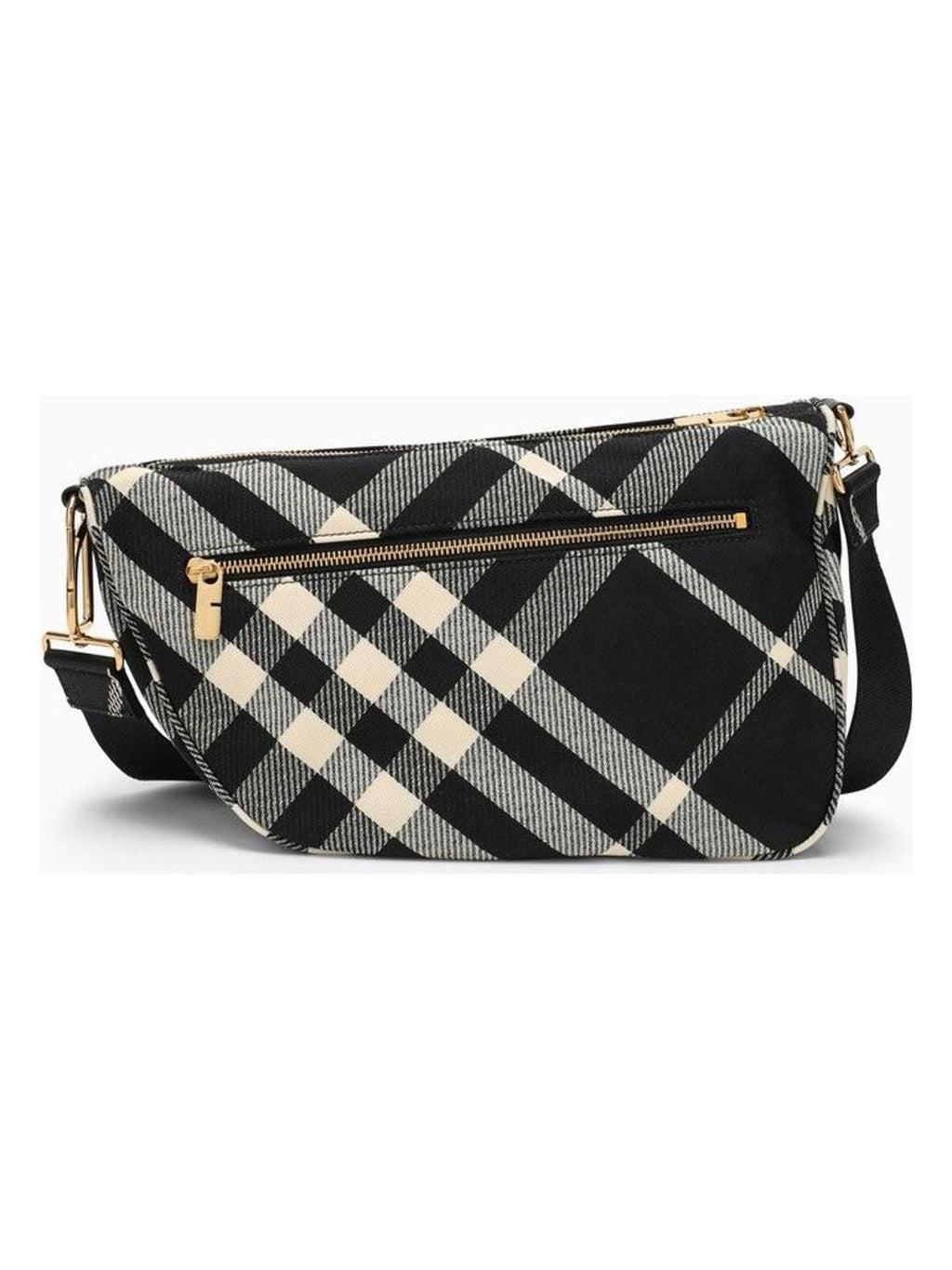 SHIELD MEDIUM MESSENGER BAG BLACK/CALICO COTTON BLEND WITH CHECK PATTERN