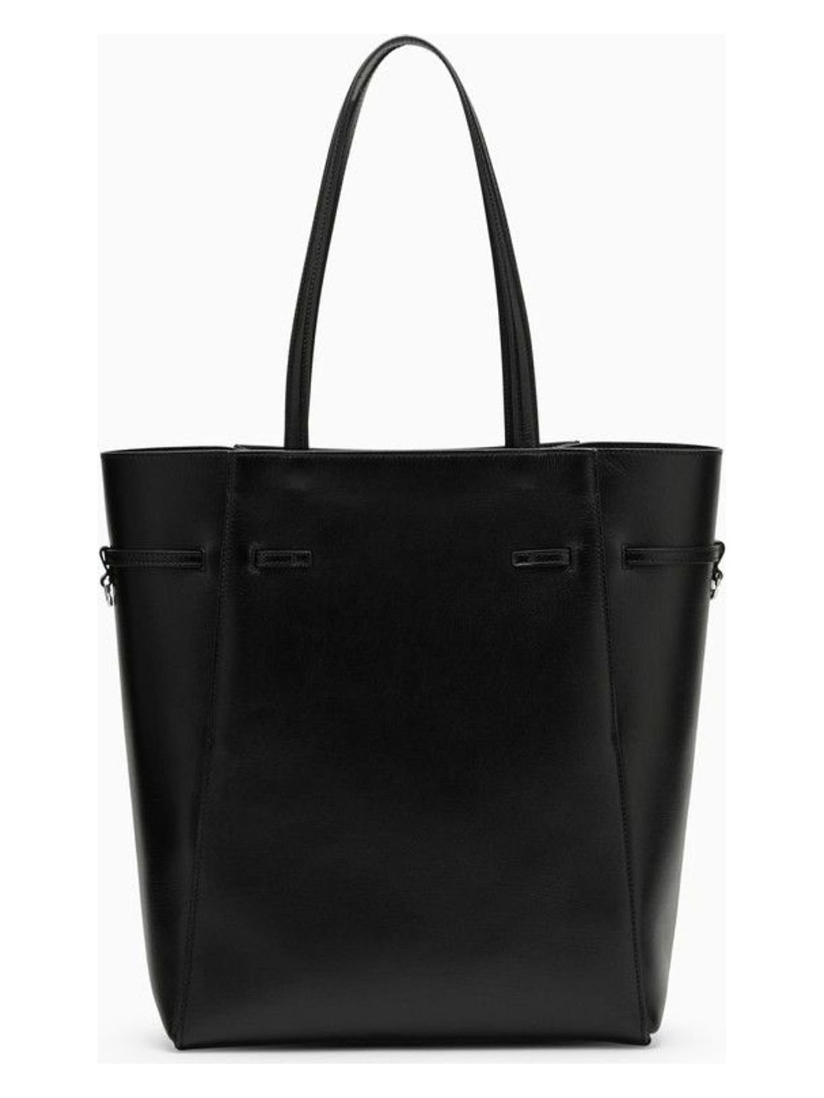 VOYOU MEDIUM LEATHER TOTE BAG BLACK