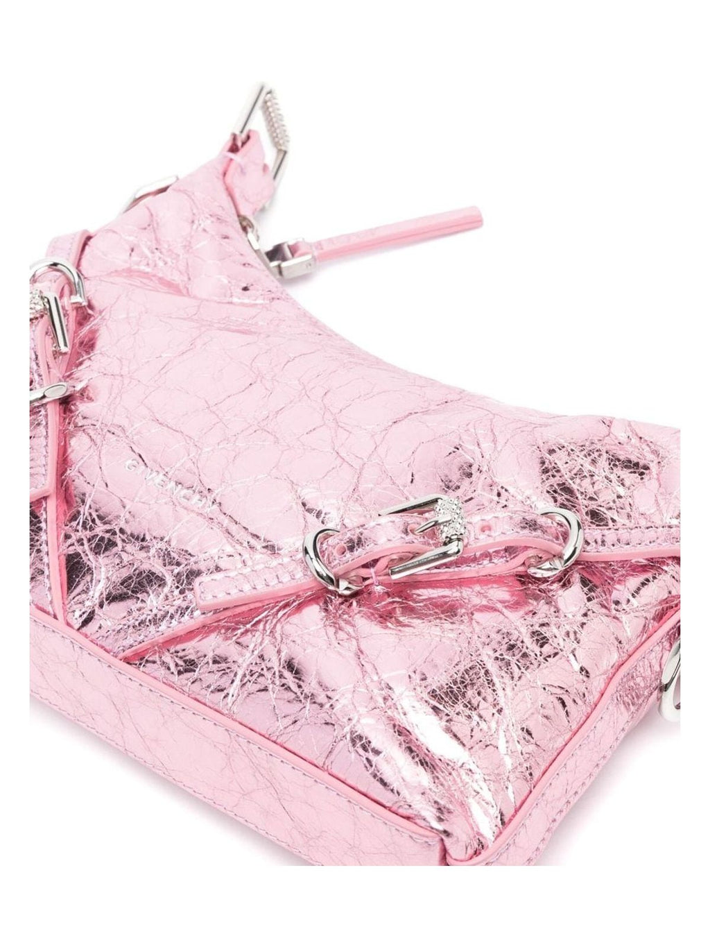 VOYOU MINI LAMINATED LEATHER SHOULDER BAG