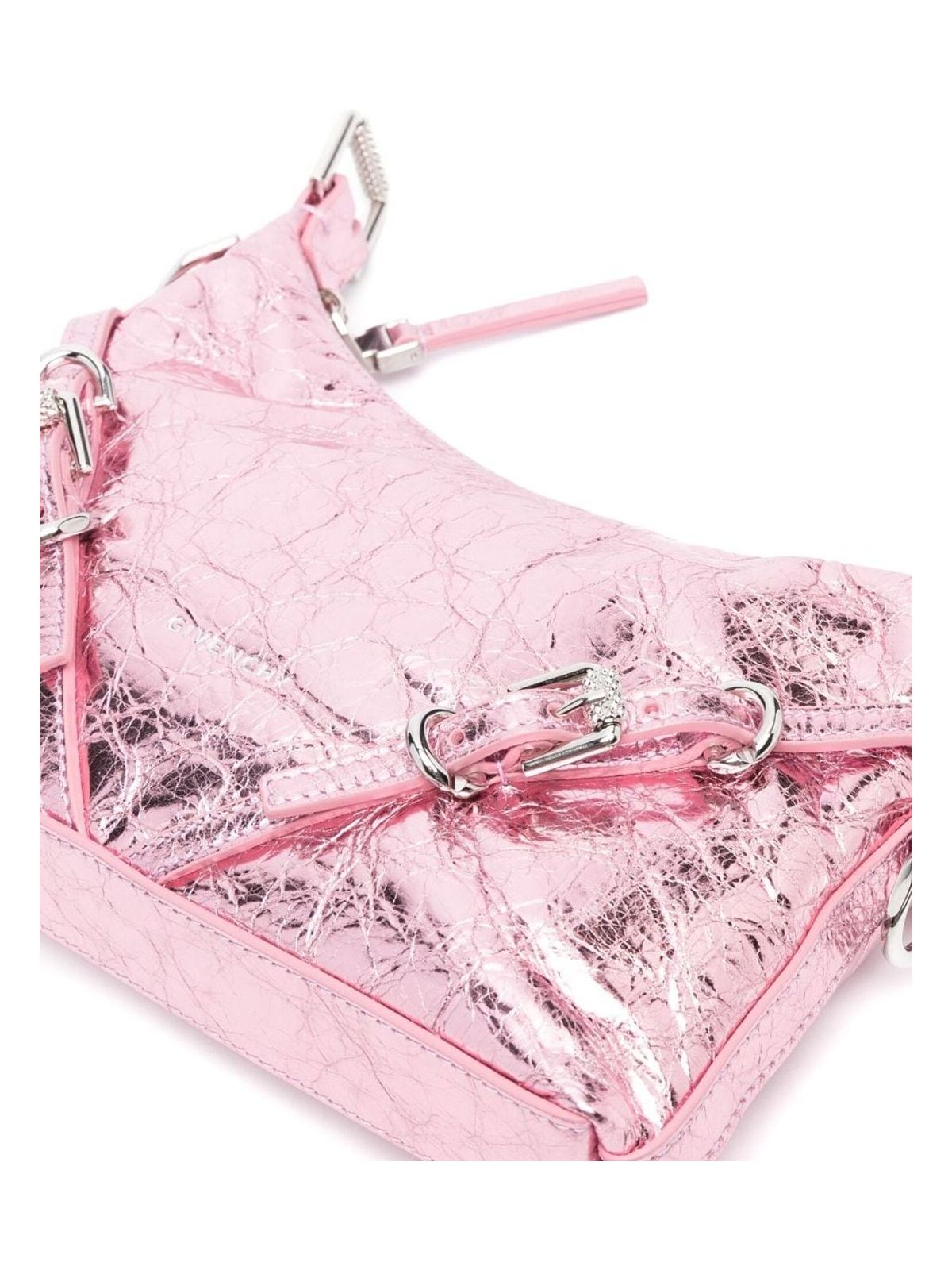 VOYOU MINI LAMINATED LEATHER SHOULDER BAG