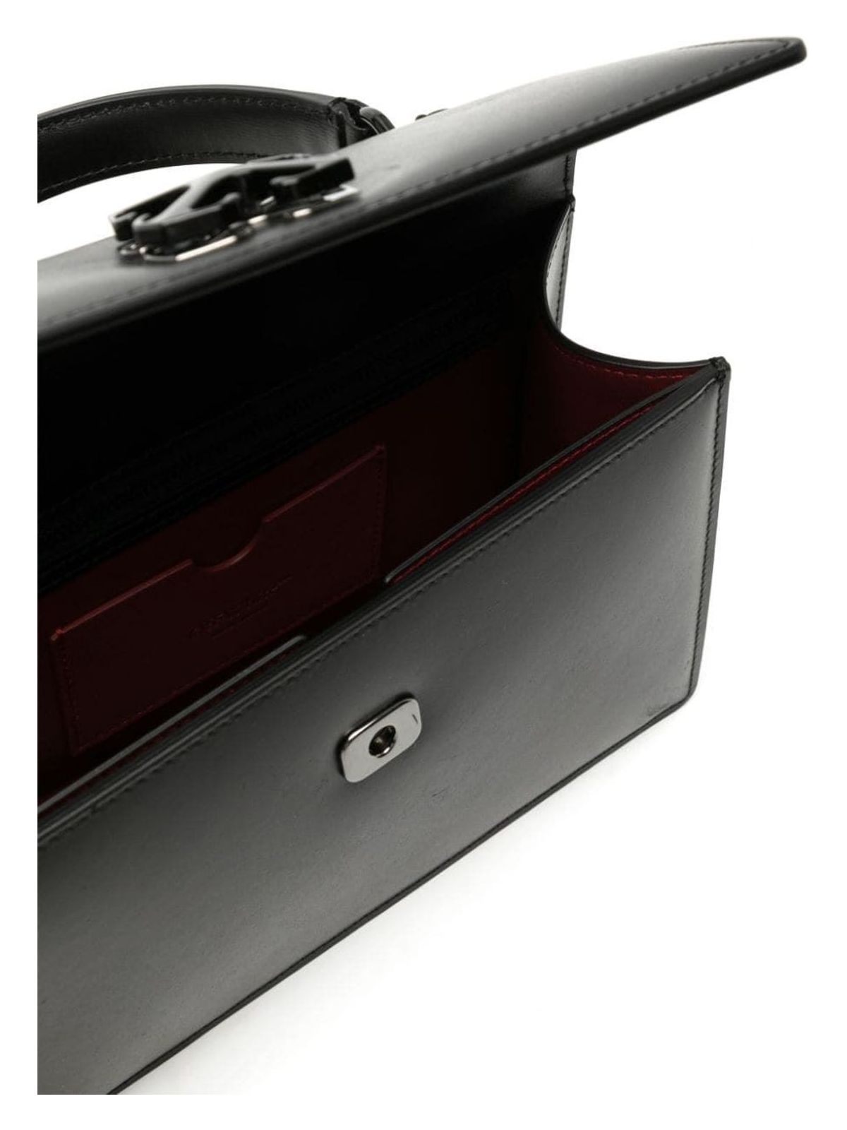 BLACK JITNEY BAG WITH BLACK LOGO CLOSURE