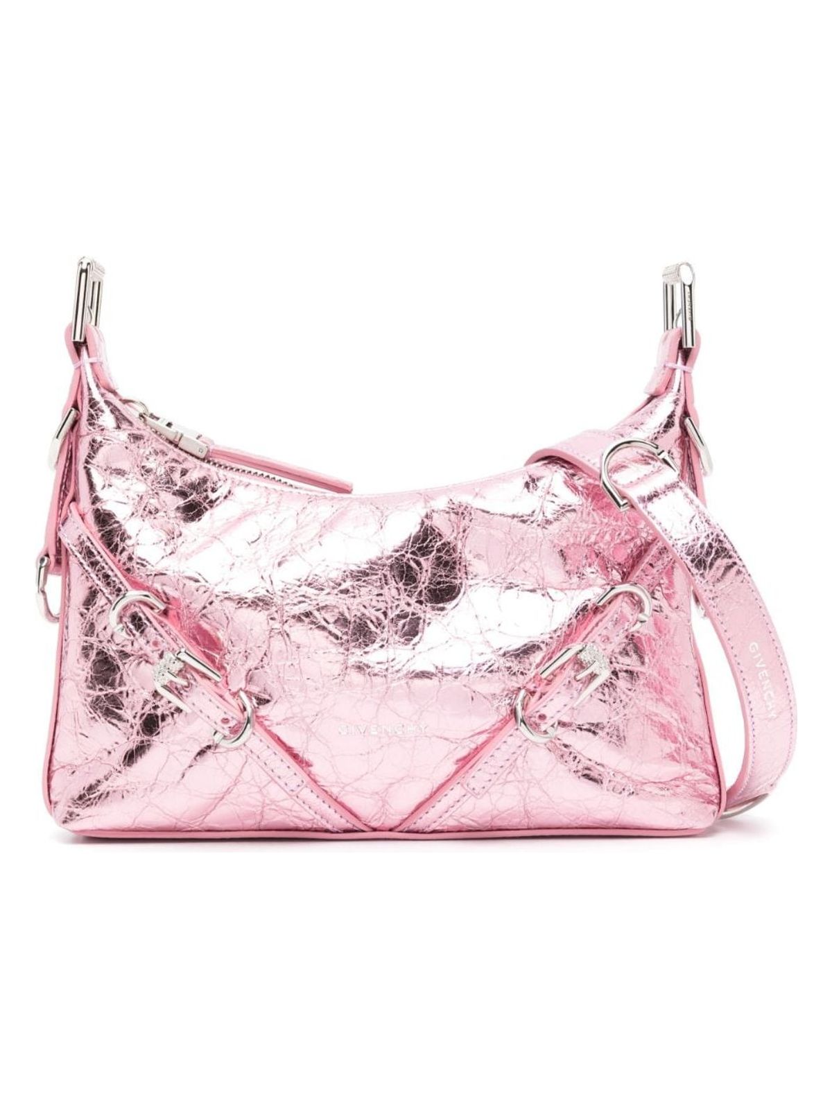 VOYOU MINI LAMINATED LEATHER SHOULDER BAG