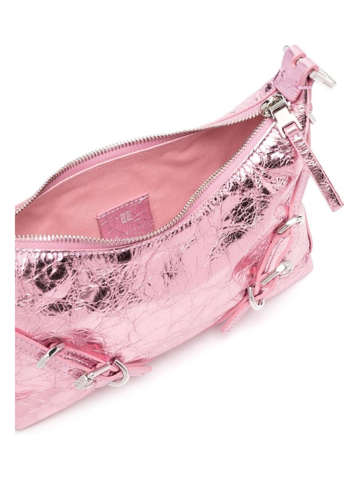 VOYOU MINI LAMINATED LEATHER SHOULDER BAG