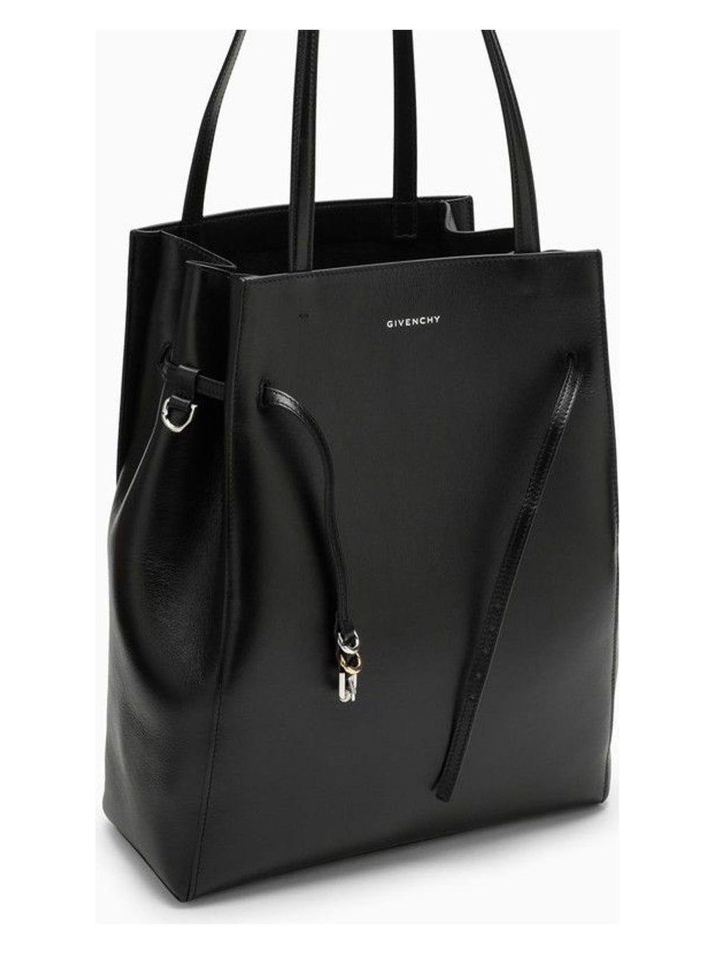 VOYOU MEDIUM LEATHER TOTE BAG BLACK