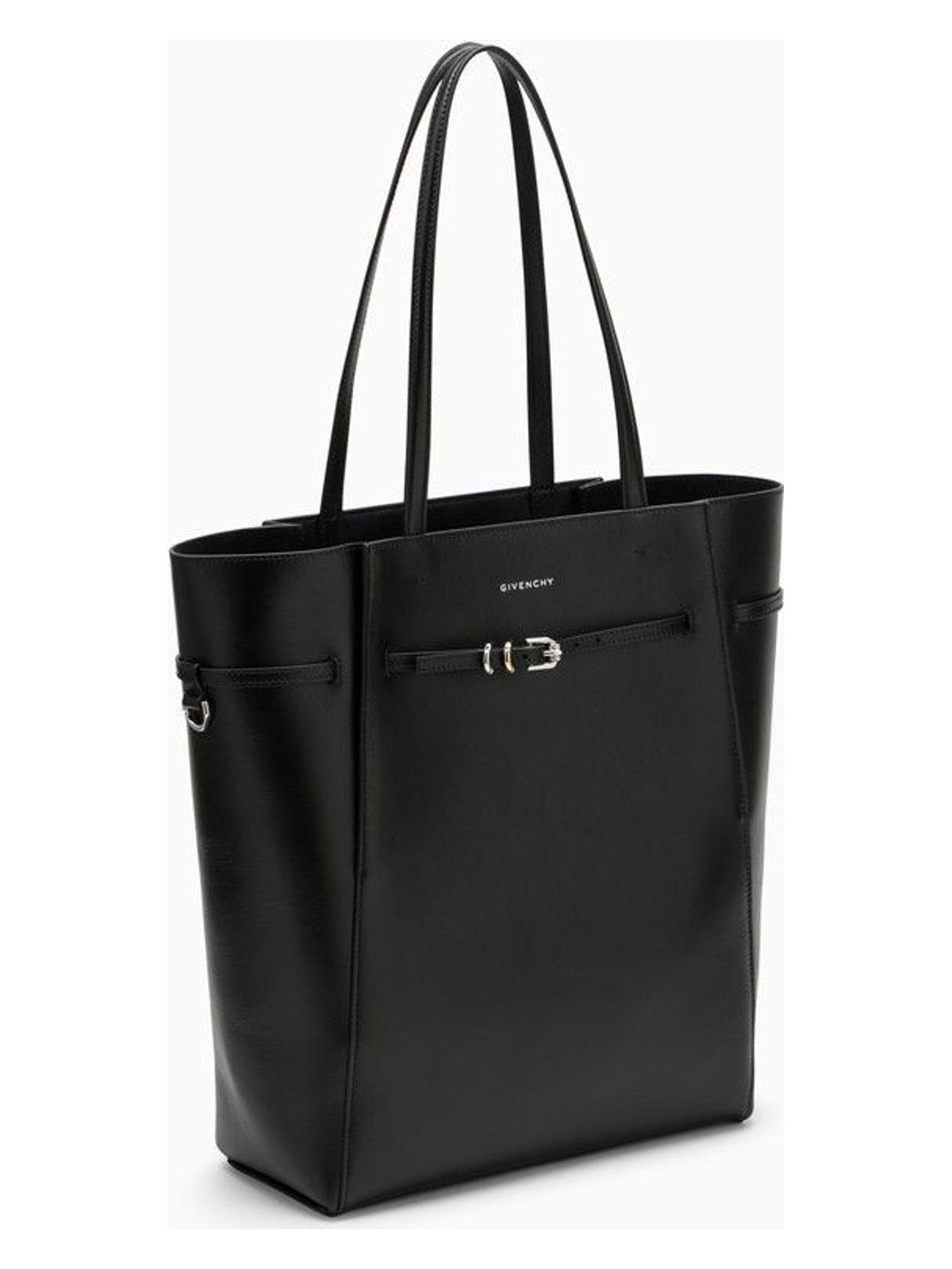 VOYOU MEDIUM LEATHER TOTE BAG BLACK