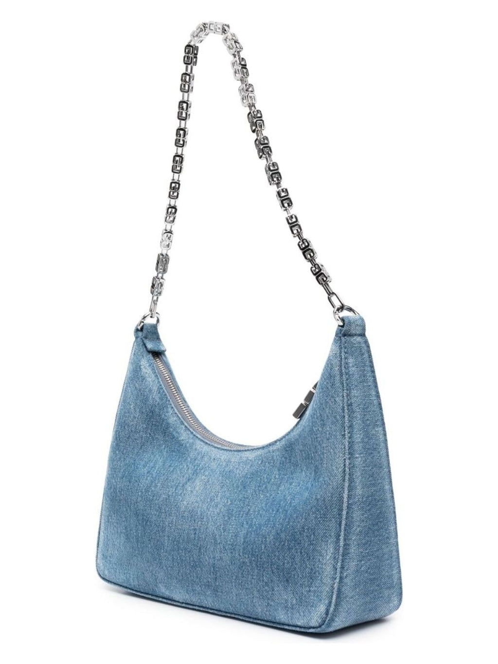 MOON CUT OUT SMALL DENIM SHOULDER BAG