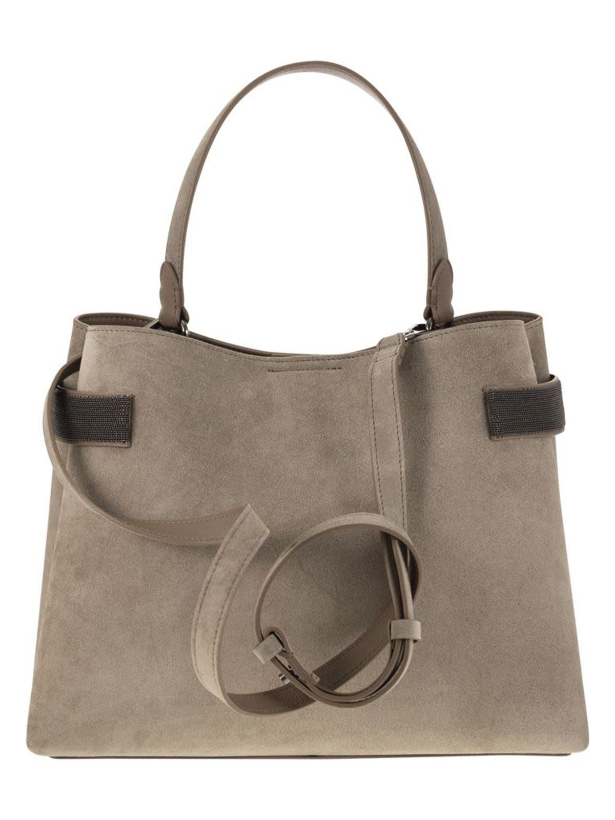 SUEDE BAG WITH PRECIOUS BANDS
