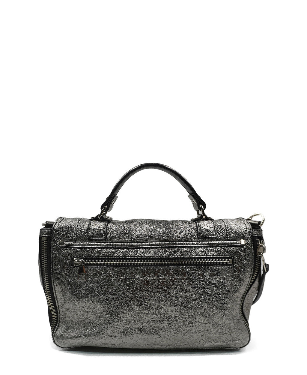 Medium PS1 Leather Shoulder Bag Metallic Silver