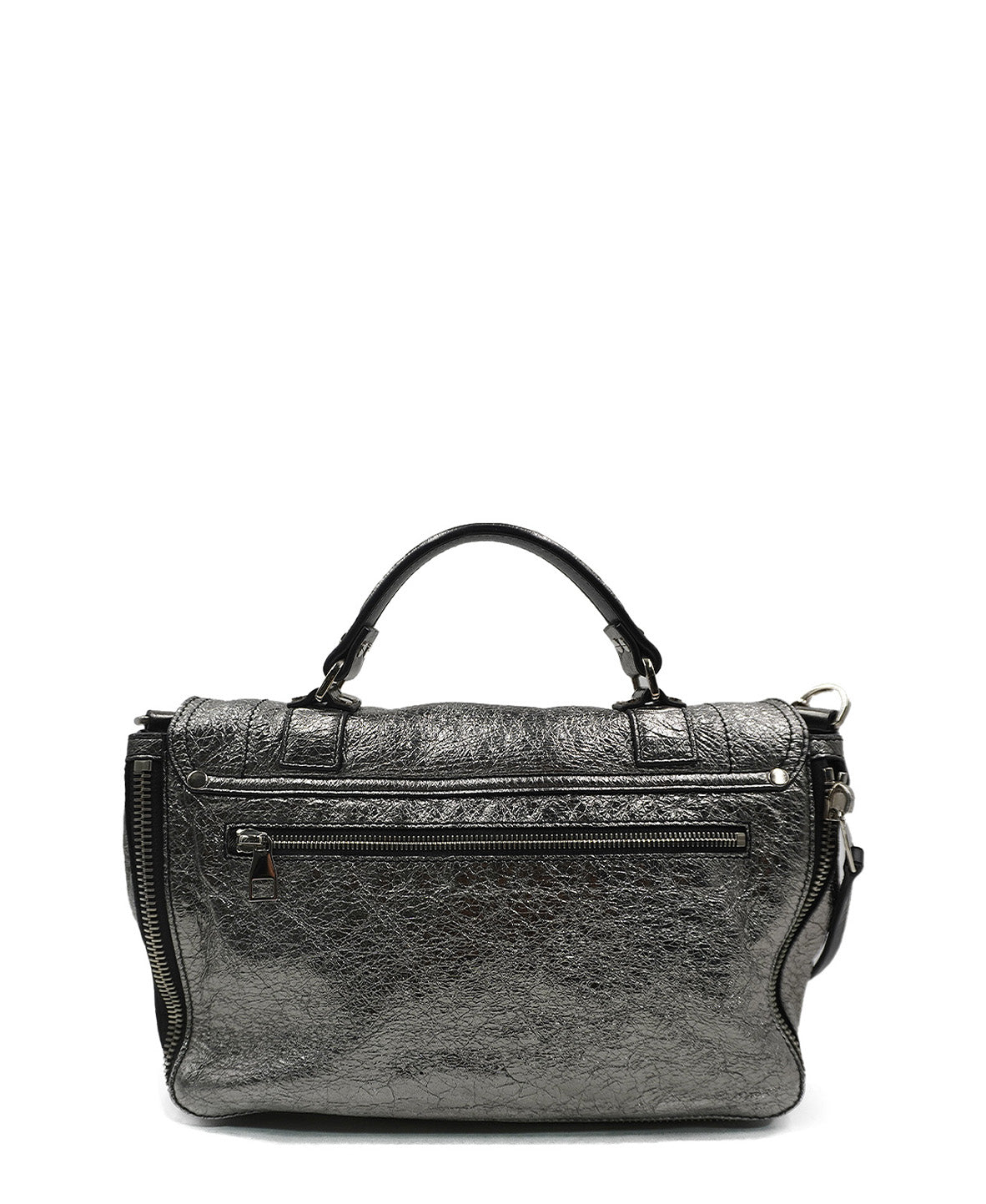 Medium PS1 Leather Shoulder Bag Metallic Silver