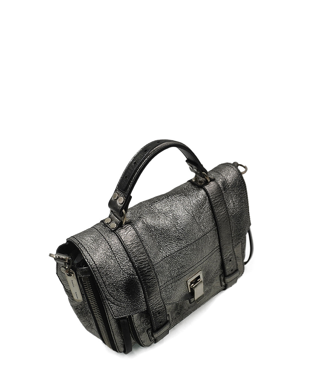 Medium PS1 Leather Shoulder Bag Metallic Silver