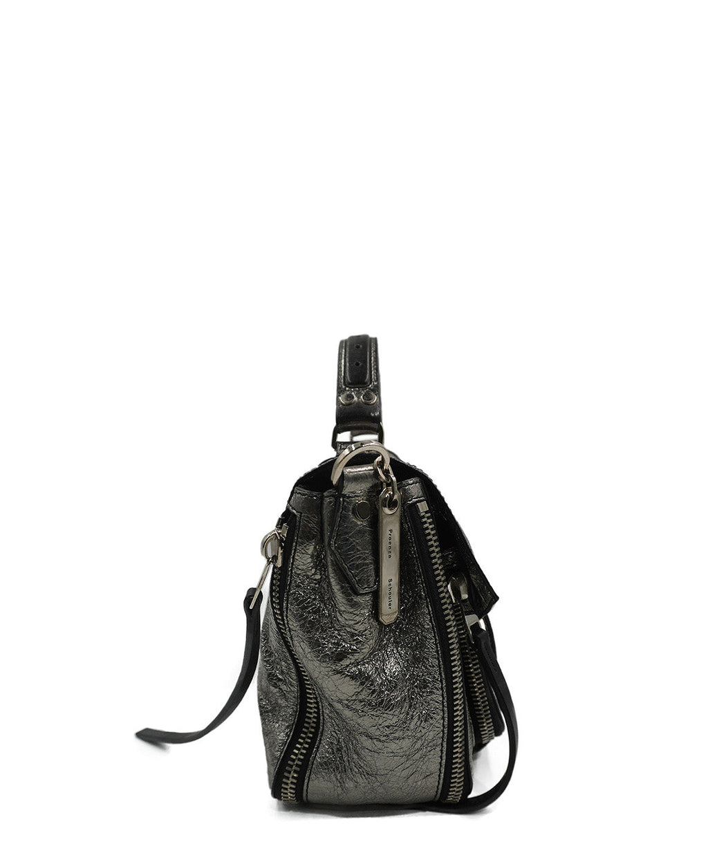 Medium PS1 Leather Shoulder Bag Metallic Silver