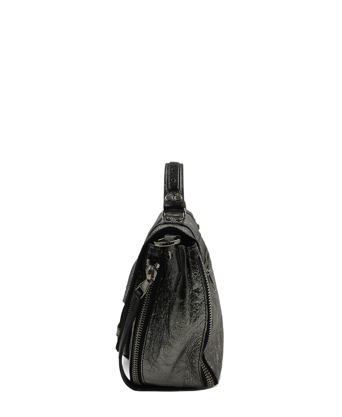 Medium PS1 Leather Shoulder Bag Metallic Silver