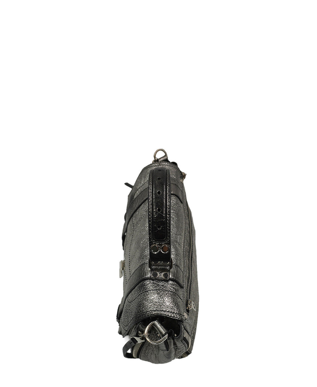 Medium PS1 Leather Shoulder Bag Metallic Silver
