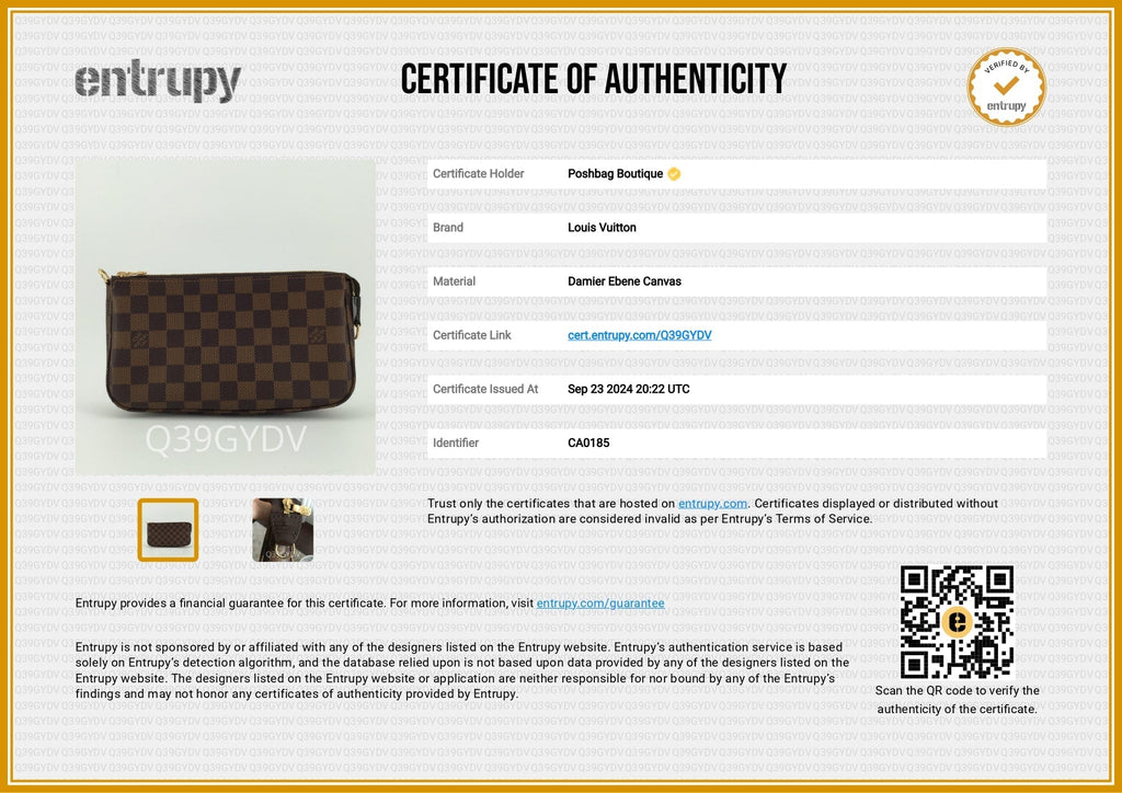 Louis Vuitto Pochette Accessoires Damier Ebene Canvas Bag