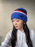 Saint Laurent Bonnet Maille Beanie Blue Winter Accessories