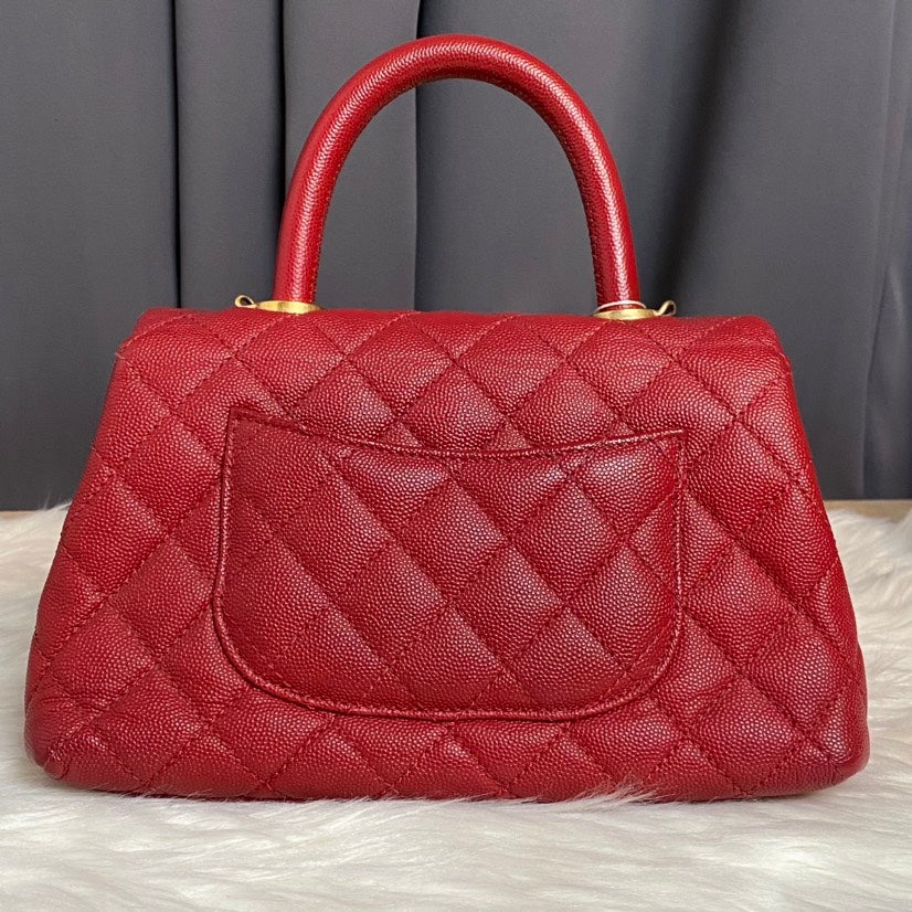 Pre-Loved Chanel Coco Handle Red Quilted Leather Top Handle Bag