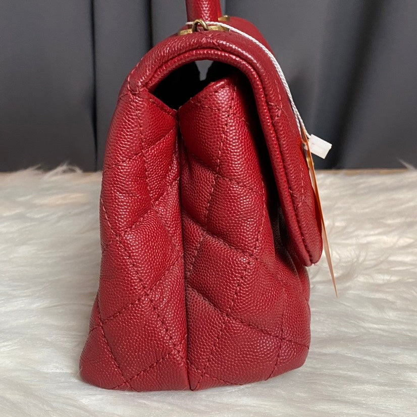 Pre-Loved Chanel Coco Handle Red Quilted Leather Top Handle Bag