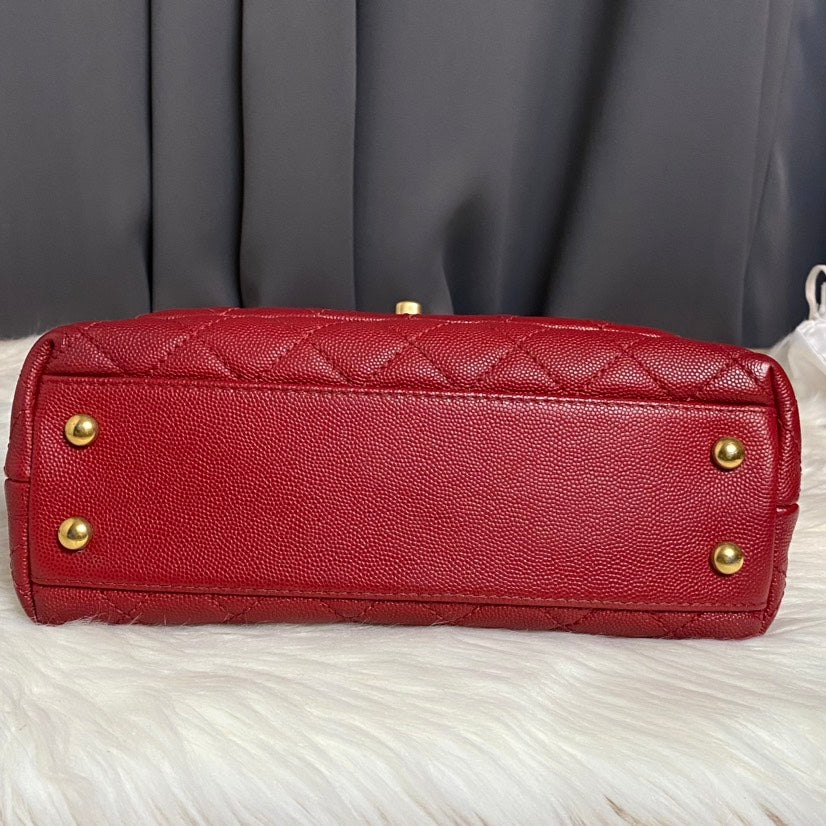 Pre-Loved Chanel Coco Handle Red Quilted Leather Top Handle Bag