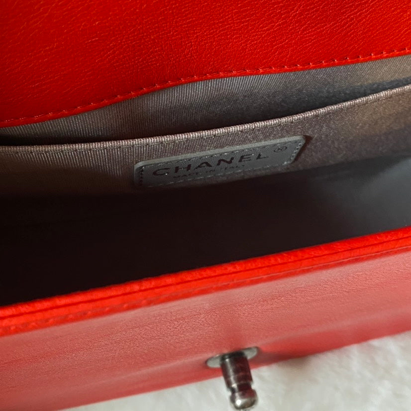 Chanel Boy Bag Red Leather Crossbody