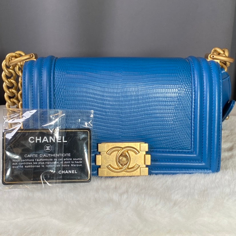 Chanel Boy Bag Blue Shoulder Bag ÃƒÂ¢Ã¢â€šÂ¬Ã¢â‚¬Å“ Preloved with Entrupy Verification