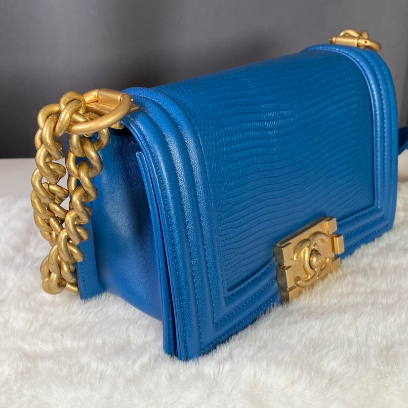 Chanel Boy Bag Blue Shoulder Bag ÃƒÂ¢Ã¢â€šÂ¬Ã¢â‚¬Å“ Preloved with Entrupy Verification