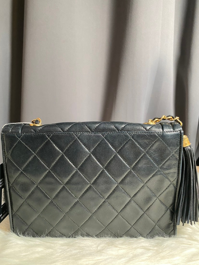 Chanel Quilted Black Leather Messenger Bag