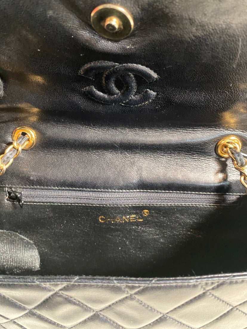 Chanel Quilted Black Leather Messenger Bag