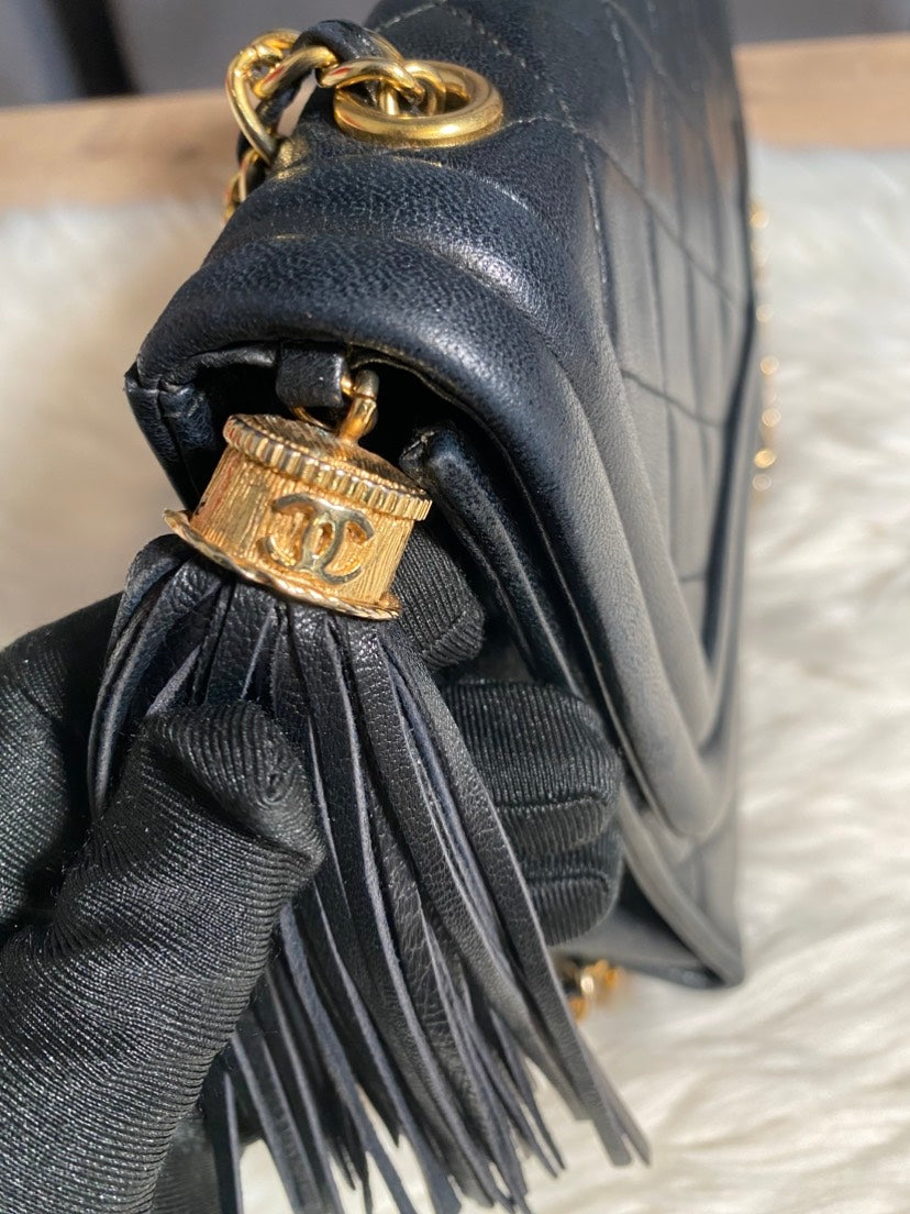 Chanel Quilted Black Leather Messenger Bag